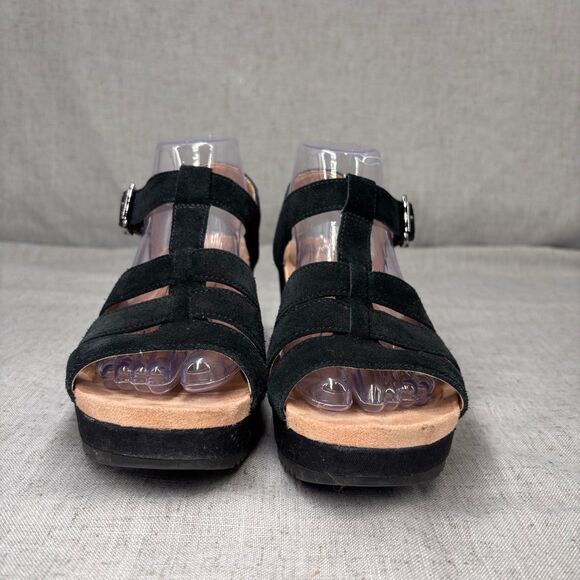 Vionic Tawny Wedge Heels Black Suede Strappy Sandals Platform Women's Size 8 - Picture 4 of 11